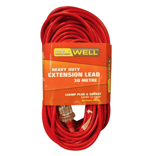 Extra Heavy Duty Extension Lead 10A 30m Red 3445001 EXTR10A30