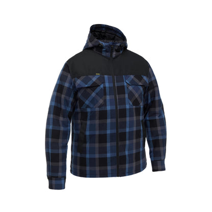 Hoodie Contrast Check Zip Front Cotton 290gsm Check Blue 4XL Bisley_40114176_BJ6703_CBLU4XL