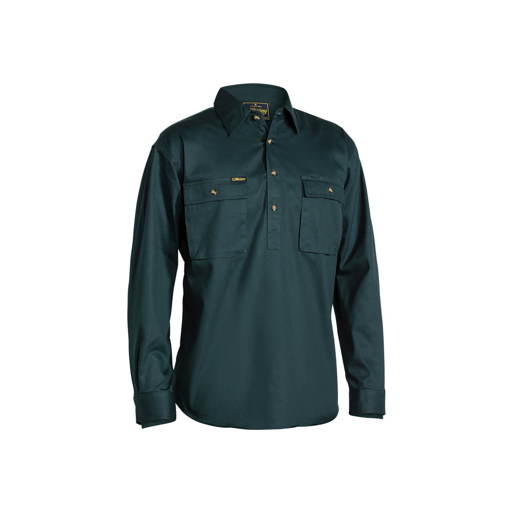 Shirt L/S Cotton Drill 190gsm Cargo Closed Front Bottle 2XL Bisley_90018119_BSC6433_BGRG2XL