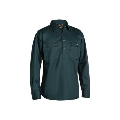 Shirt L/S Cotton Drill 190gsm Cargo Closed Front Bottle 2XL Bisley_90018119_BSC6433_BGRG2XL