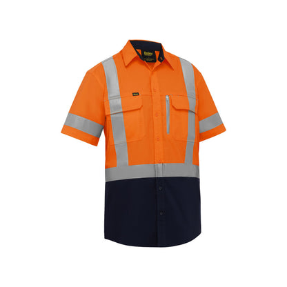 Shirt S/S X Tape Stretch Cotton 145gsm Orange/Navy 4XL Bisley_40114922_BS1176XT_TT024XL