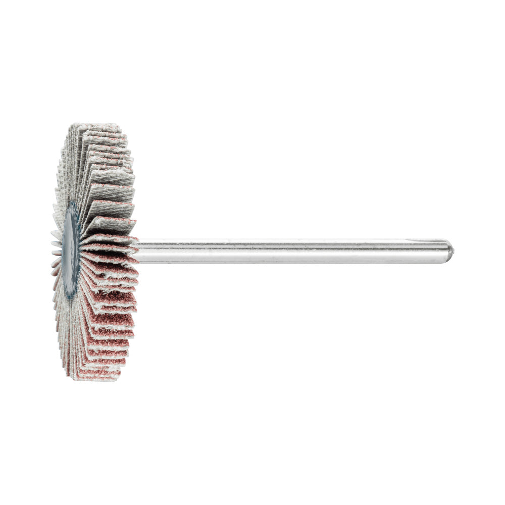 Alum oxide mounted flap wheel F 30x5 mm shank 3 mm A120 fine grind/finish_40108259_44401123