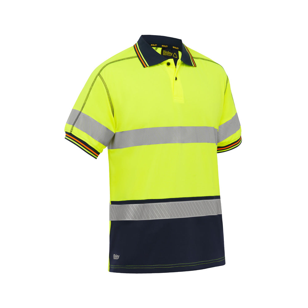 Shirt Polo S/S Poly Mesh 130gsm 3M Tape Hi Vis Yellow/Navy 3XL Bisley_40004477_BK1219T_TT043XL