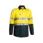 Shirt L/S XL Hi Vis Yellow/Bottle Cotton Drill 155gsm Vent Tape Bisley_90011814_BS6896_TT03XL