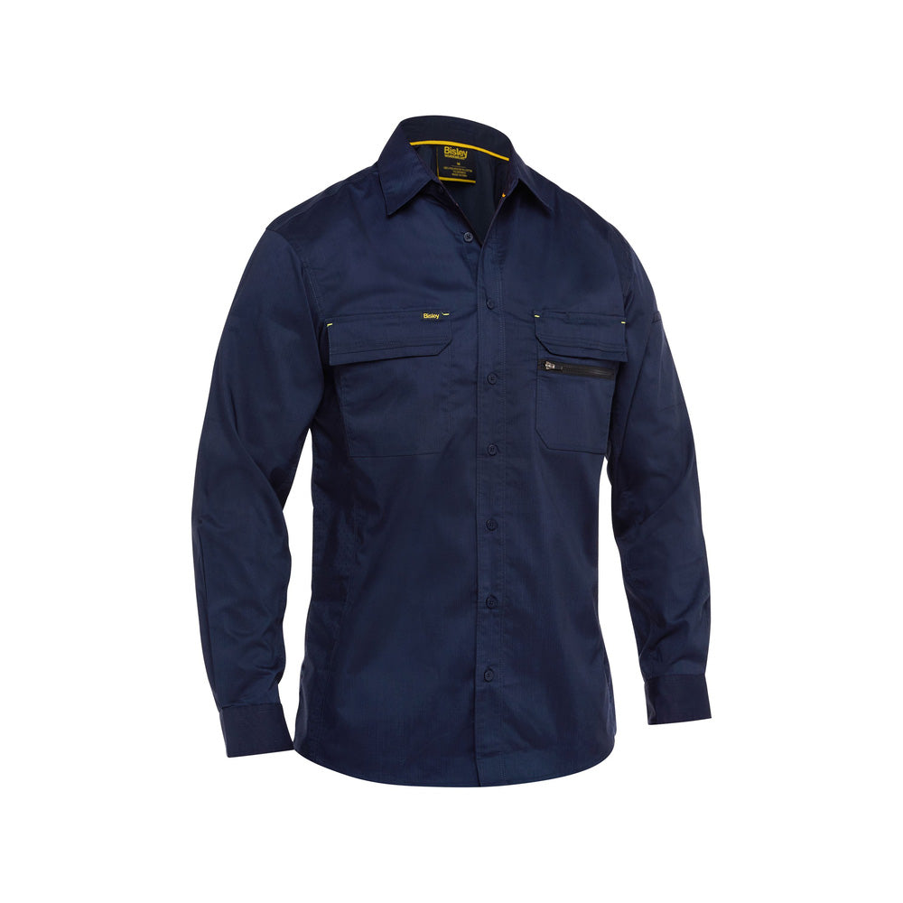 Shirt L/S 140gsm Poly/Cotton Stretch Vented 2XL Navy BS6490 Bisley_40039162_BS6490_BPCT2XL