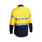 Shirt L/S XL Hi Vis Yellow/Navy Cotton Drill 190gsm 3M Tape Bisley_60010623_BT6456_TT01XL