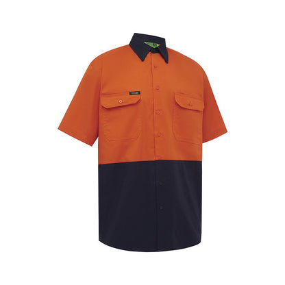 Shirt S/S Cotton Drill 155gsm Hi Vis Orange/Navy 2XL 2008 Workit_189448_2008ON2XL