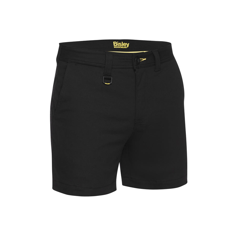 Short Shorts 82R Black Stretch Cotton Drill 280gsm Work Bisley_493055_BSH1008_BBLKR82