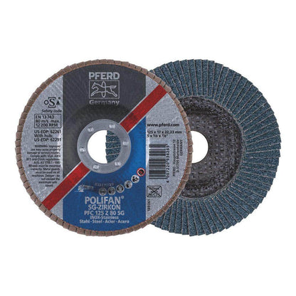 Disc Flap SG Zirconia Premium 125 x 17 x 22mm 80G Polifan 60019760 67788126