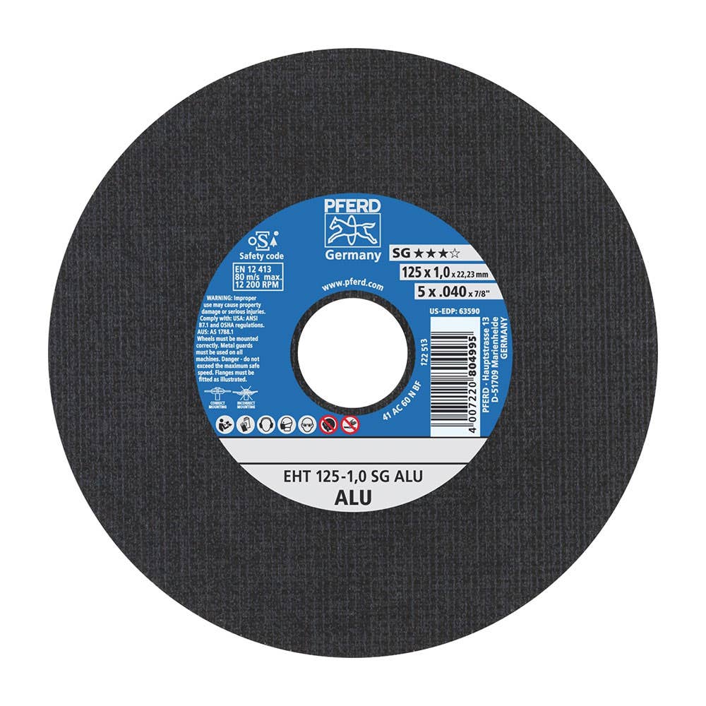 Disc Cut Off Aluminium Ultra Thin 125 x 1 x 22mm A60N SG Pferd 88853402 61341115