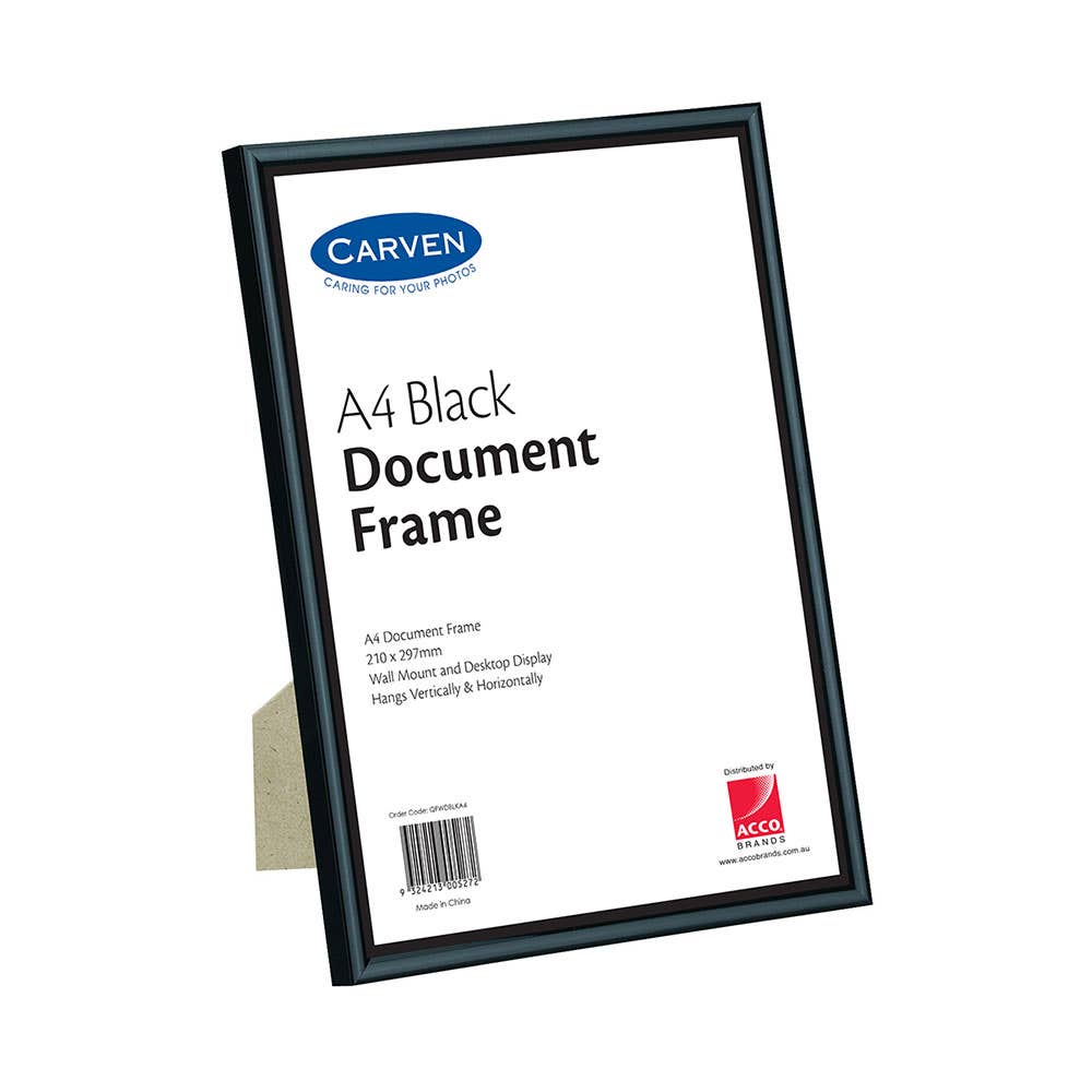 Carven A4 Document Certificate Frame A4 Black 38117103 QFWDBLKA4