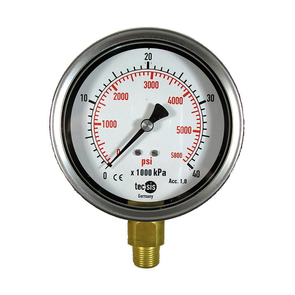 Heavy Duty Pressure Gauge Bottom Connection Fillable 0-1,000kPa/145psi 40000645 P1776L575006