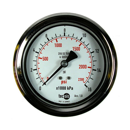 Heavy Duty Stainless Steel Pressure Gauge Rear Connection Fillable 0-1,000kPa/145psi 99768197 P2329L575006