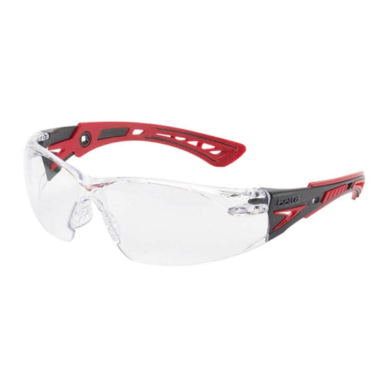 Rush Rush+ Safety Glasses Clear Lens Red/Grey Frame – ATOM