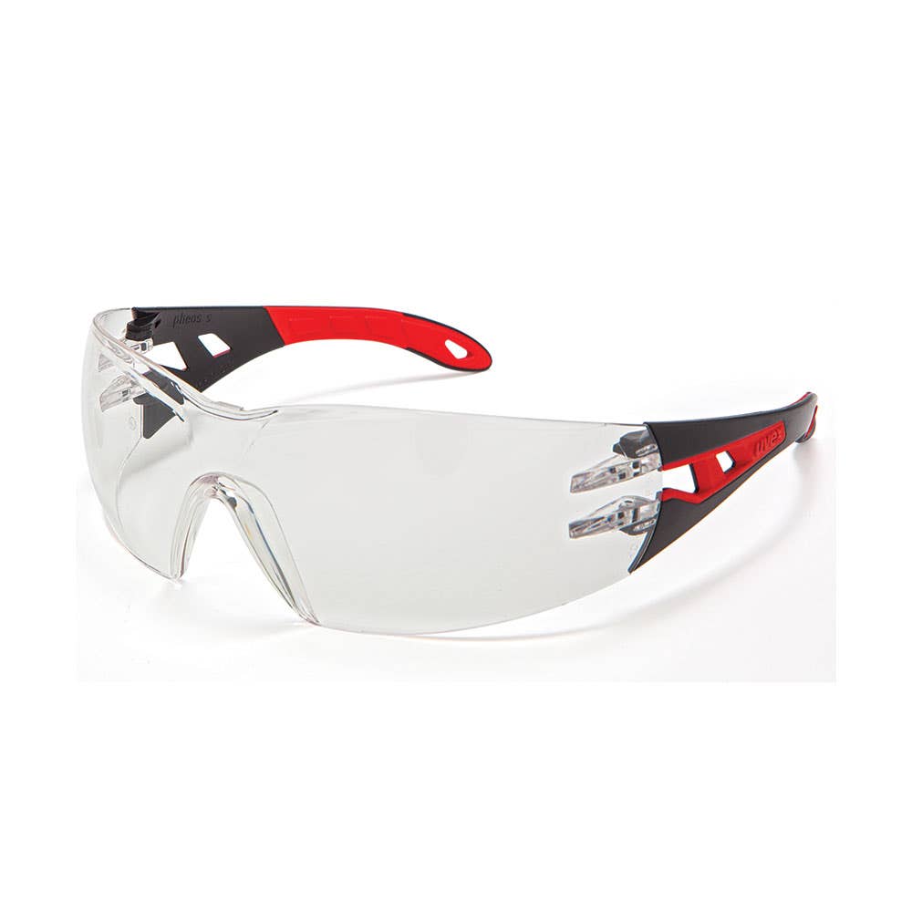 Pheos Safety Glasses Small Fit Clear Lens Black/Red Frame 280266 9192-081