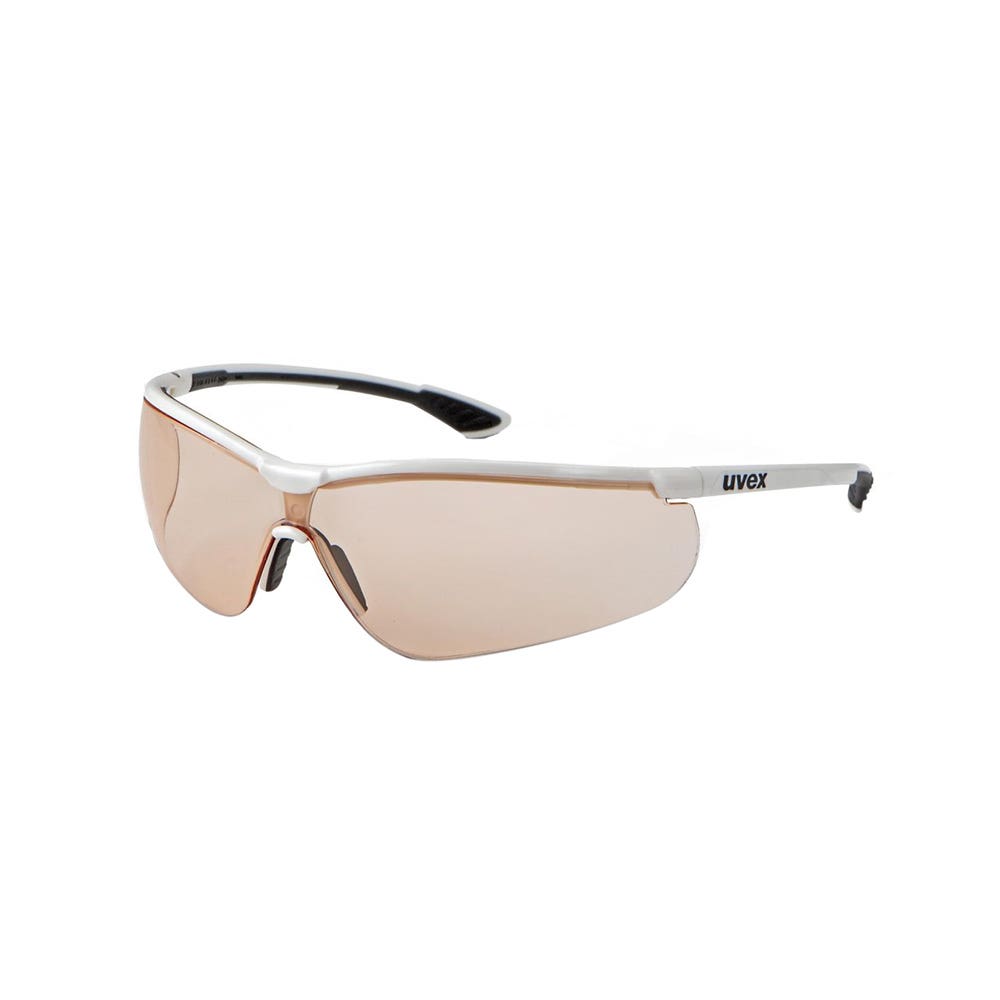 uvex Sportstyle CBR65 Safety Glasses With Blue Light Reduction Rose Lens White/Black Frame 405102 9193-065