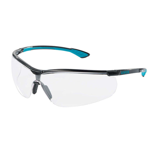 uvex Sportstyle Anti-Scratch Safety Glasses Clear Lens Grey/Blue Frame 227850 9193-075