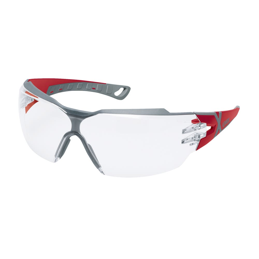 uvex Pheos CX2 Anti-Fog Safety Glasses Clear Lens Red/Grey Frame 36004410 9198-400