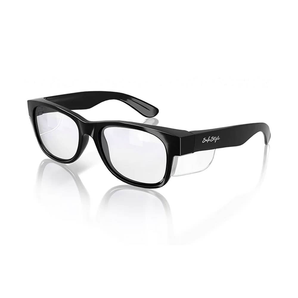 Glasses Safety Classics Black Frame Clear UV400 Lens SafeStyle 40030255 CBC100