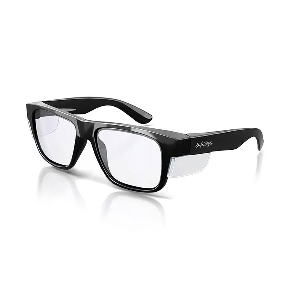 Glasses Safety Fusions Black  Frame Clear UV400 Lens SafeStyle 40030261 FBC100