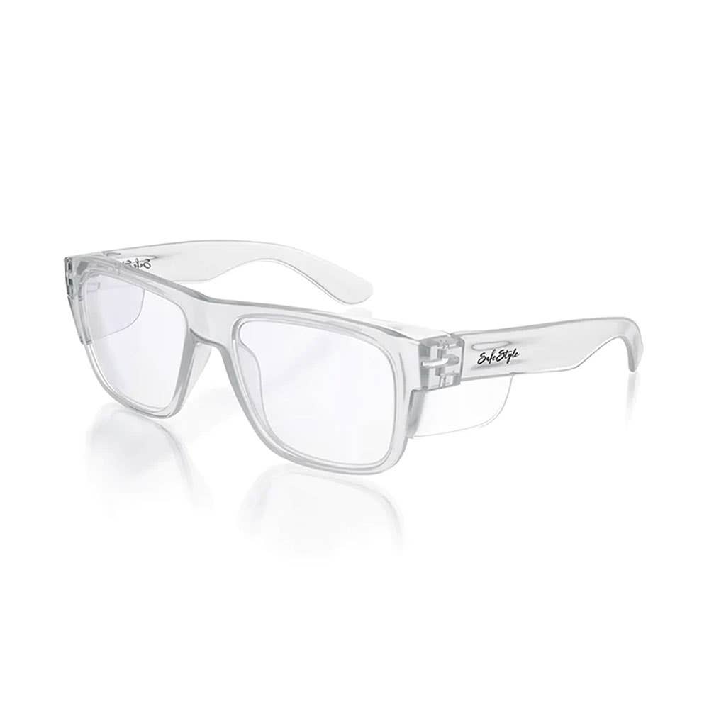Safety Glasses Fusions Clear Frame Clear UV400 Lens SafeStyle 485984 FCC100