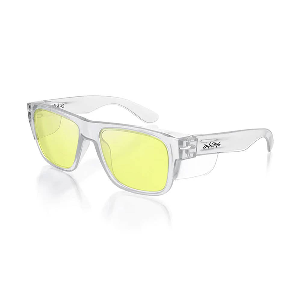 SafeStyle Fusions Safety Glasses Yellow Lens Clear Frame 525181 FCY100