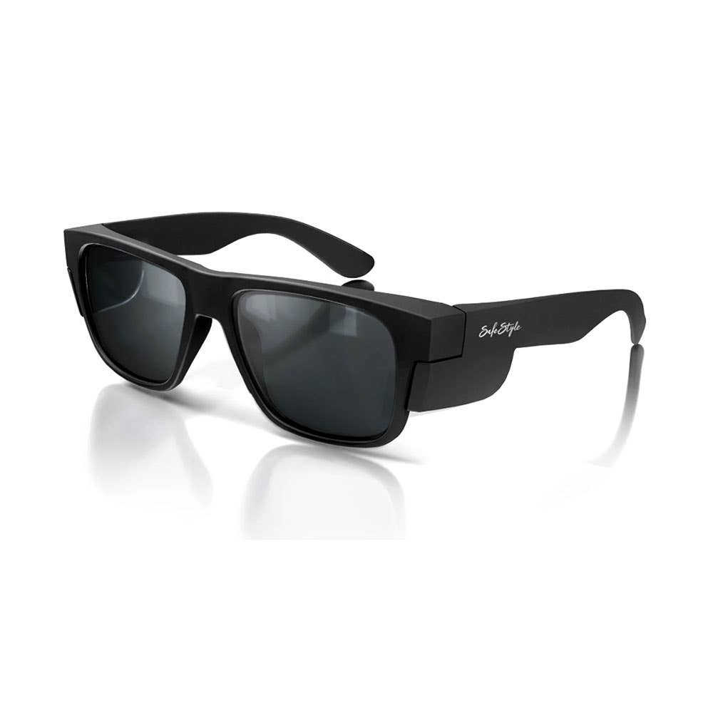 Fusions Safety Glasses Polarised Smoke Lens Matte Black Frame 533412 FMBP100