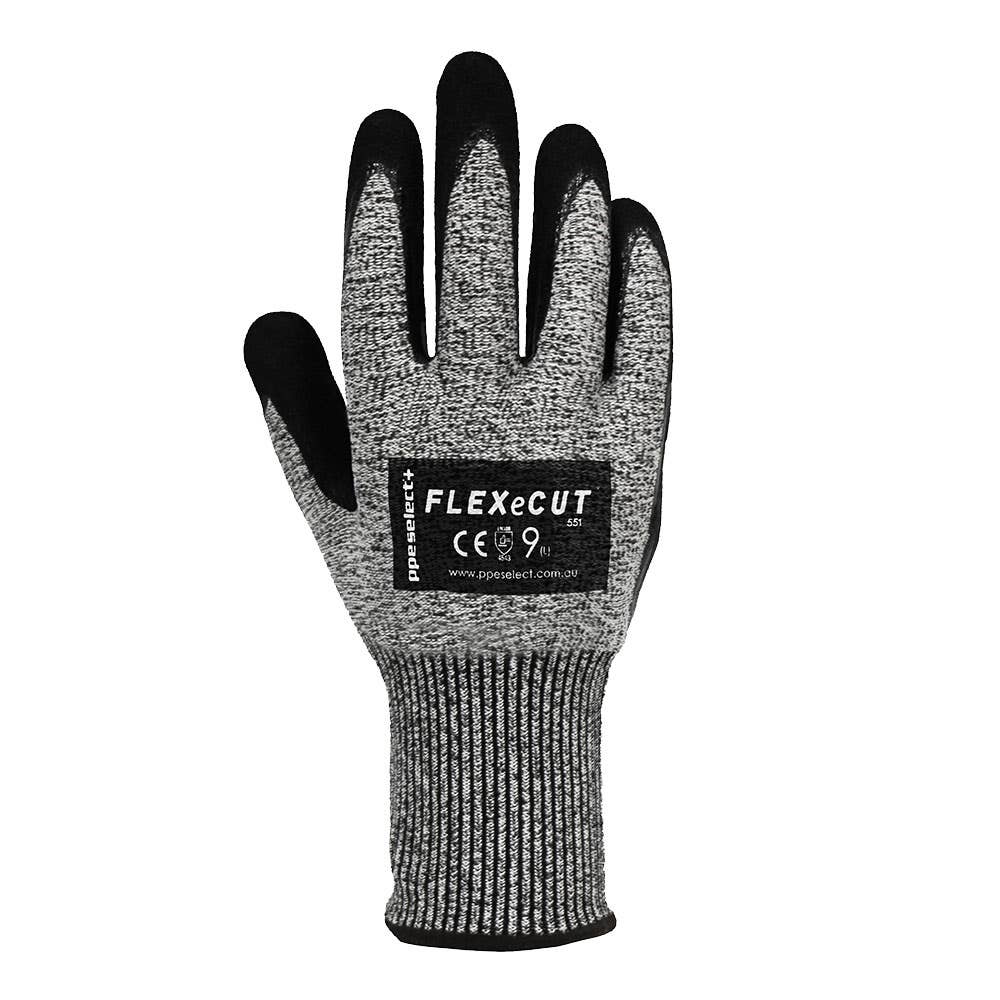 Gloves Nitrile Coated Cut 5 FLEXeCUT Grey/Black Size 10_55040473_NH551/10