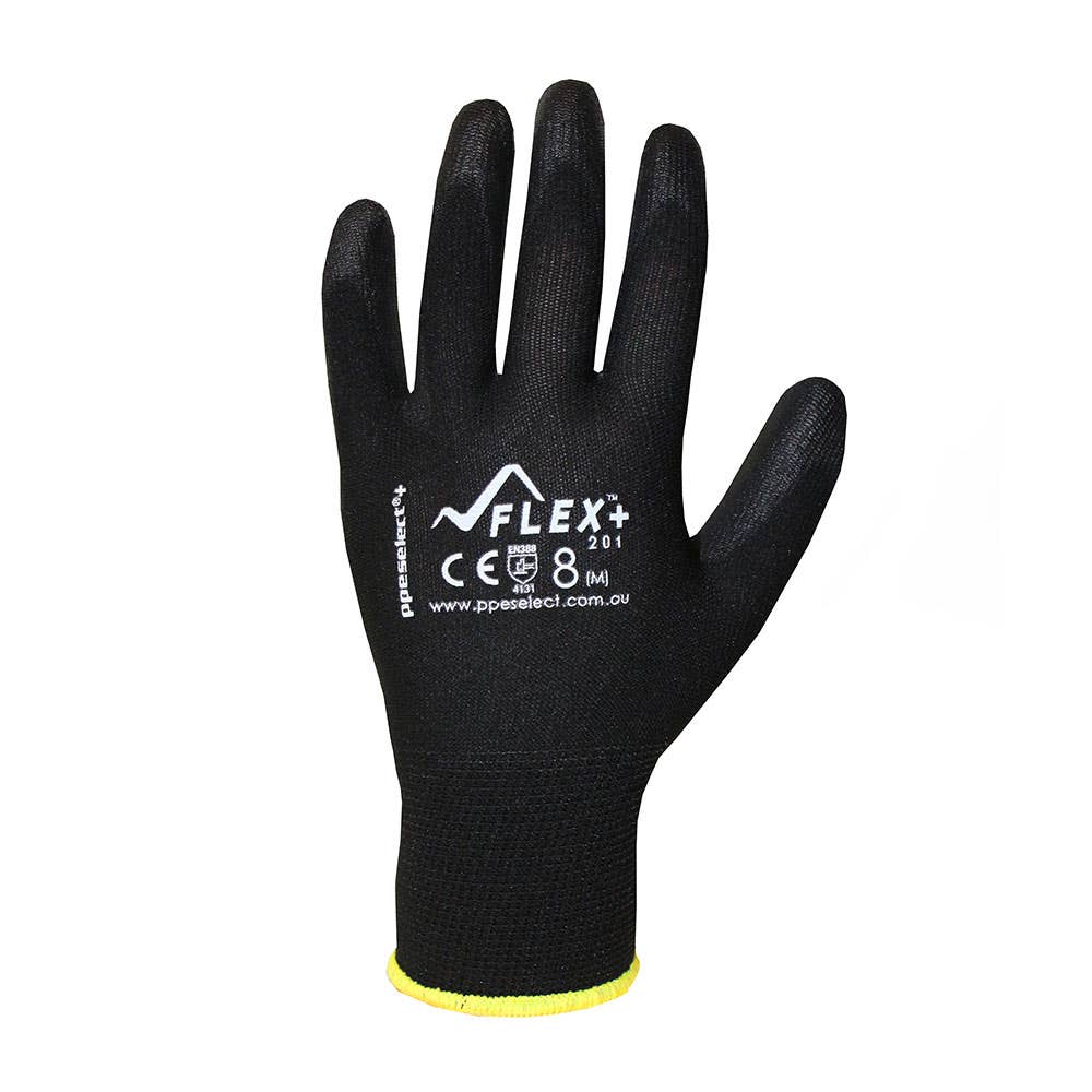 Flex+ Gloves PU Coated Black Size 10_55040885_PN201/10