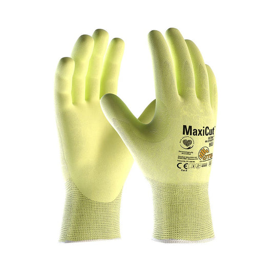 Cut 5 Gloves MaxiCut Ultra Nitrile Palm Coated Hi-Vis Yellow Size 10_194634_44-3745FY-10