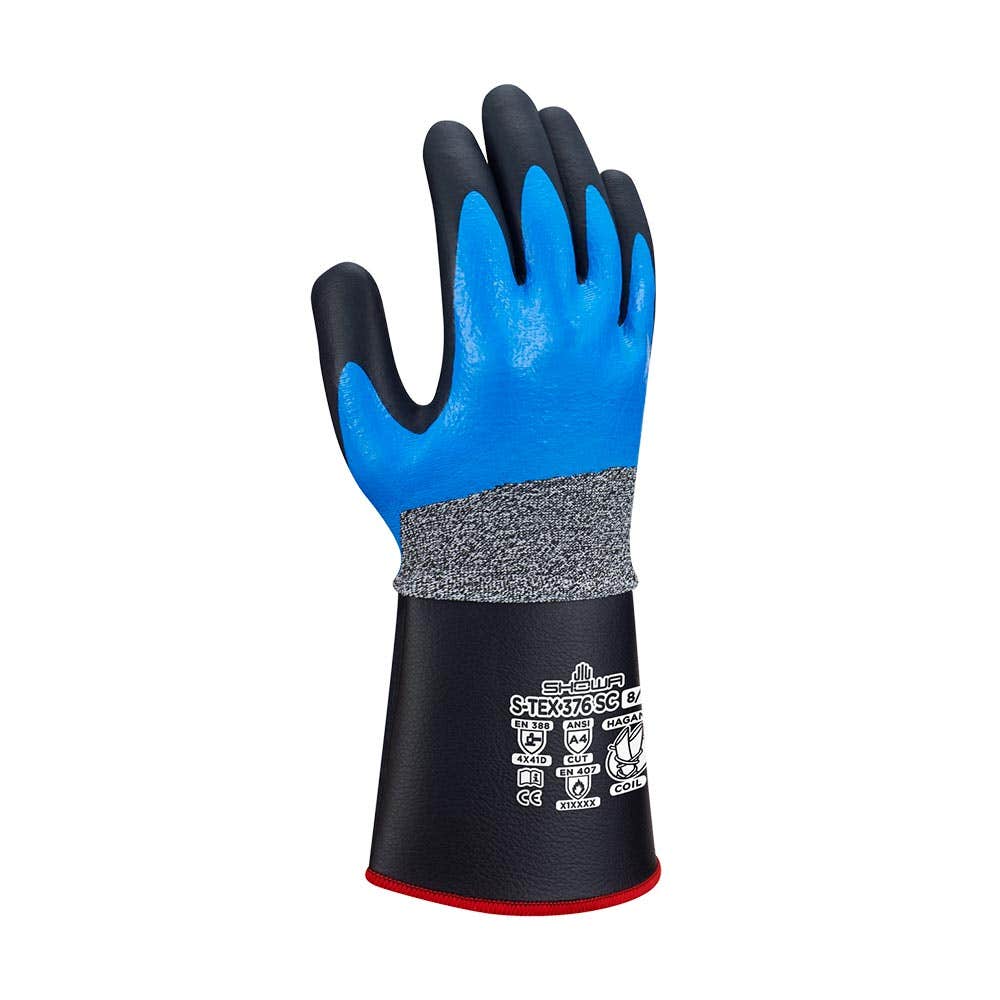 S-TEX 376SC Cut D Gloves 3/4 Nitrile Coated Long Cuff Blue 2XL 40024516 S-TEX376SC/2XL