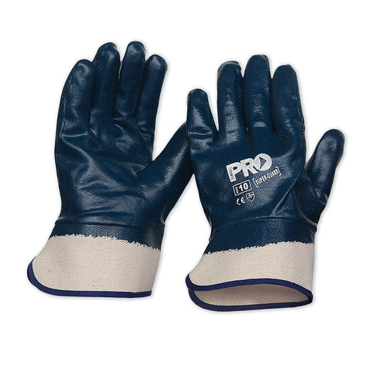 Super-Guard Fully Nitrile Coated Gloves With Safety Cuff Blue NBRFBSC