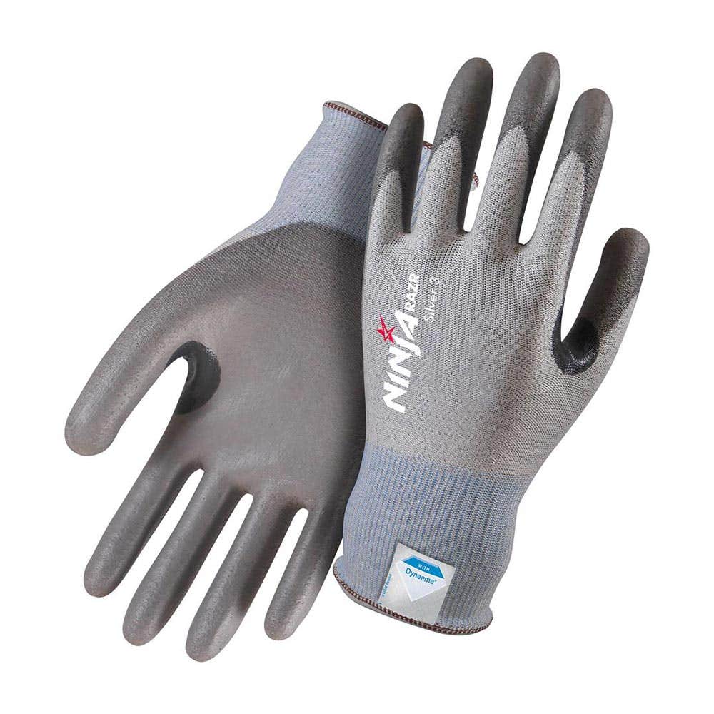NISILVRC3 Ninja Razr Silver Cut B Gloves PU Coated NISILVRC3
