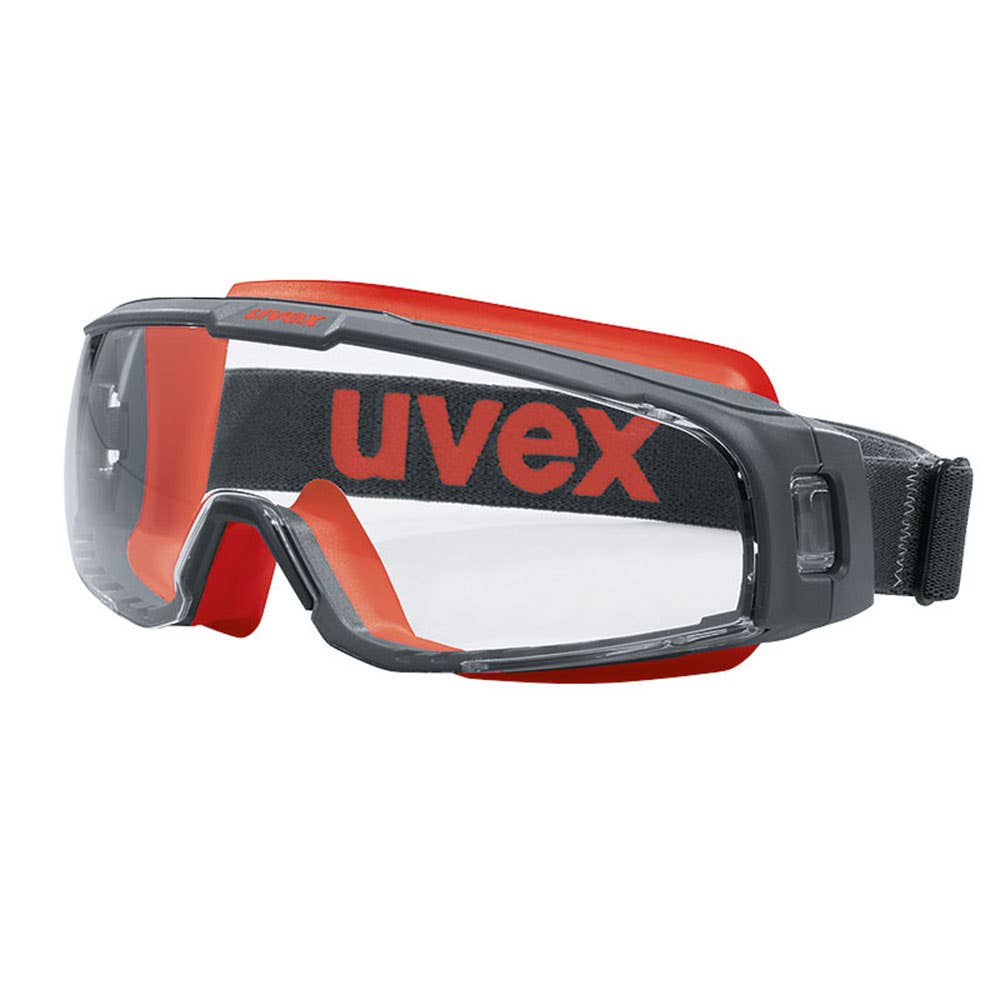 uvex U-Sonic Type 3 Fire Safety Goggles Clear Lens Red/Black Frame 36004412 9308-342
