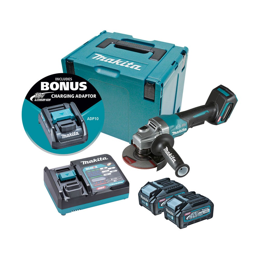 40V Max Brushless Paddle Switch Angle Grinder Kit 125mm with Batteries & Charger 40022714 GA013Gm202 NLA