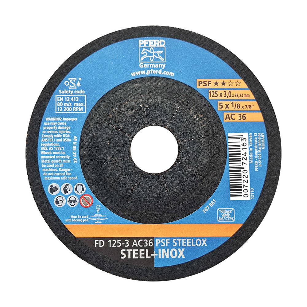 Flexible Blending Grinding Disc Stainless Steel INOX 125 x 3mm AC 36G 60010612 62051236