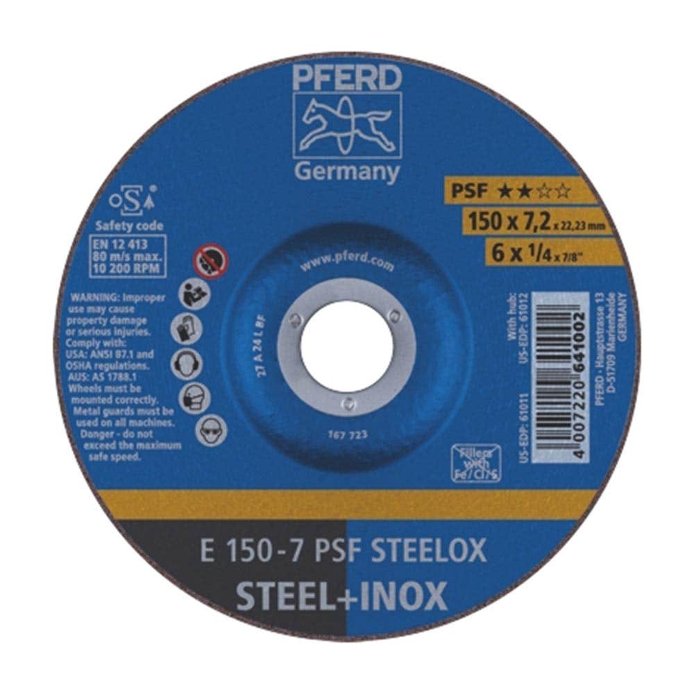 Wheel Grinding Soft Steelox E 150-7 PSF 150 X 7.2 X 22.23mm 24G PFERD 40007305 62015640