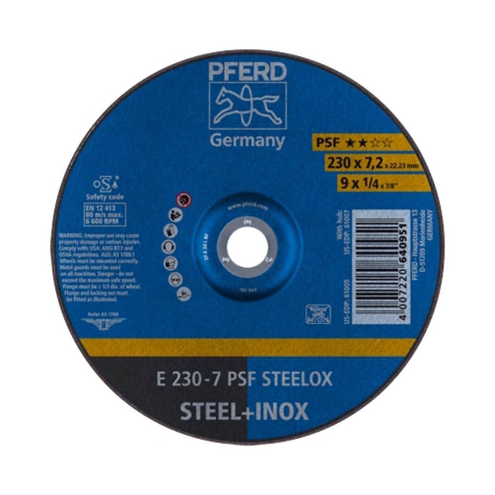 Grinding Wheel Depressed Centre Steel INOX 24 Grit 230mm PFERD 62023640 40006433 62023640