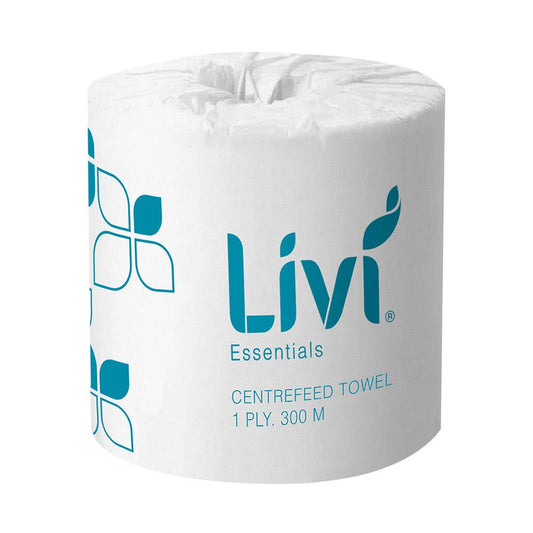 1203 Essentials Centrefeed Hand Towel 1 Ply 300m Roll 4 Pk 277463 48539