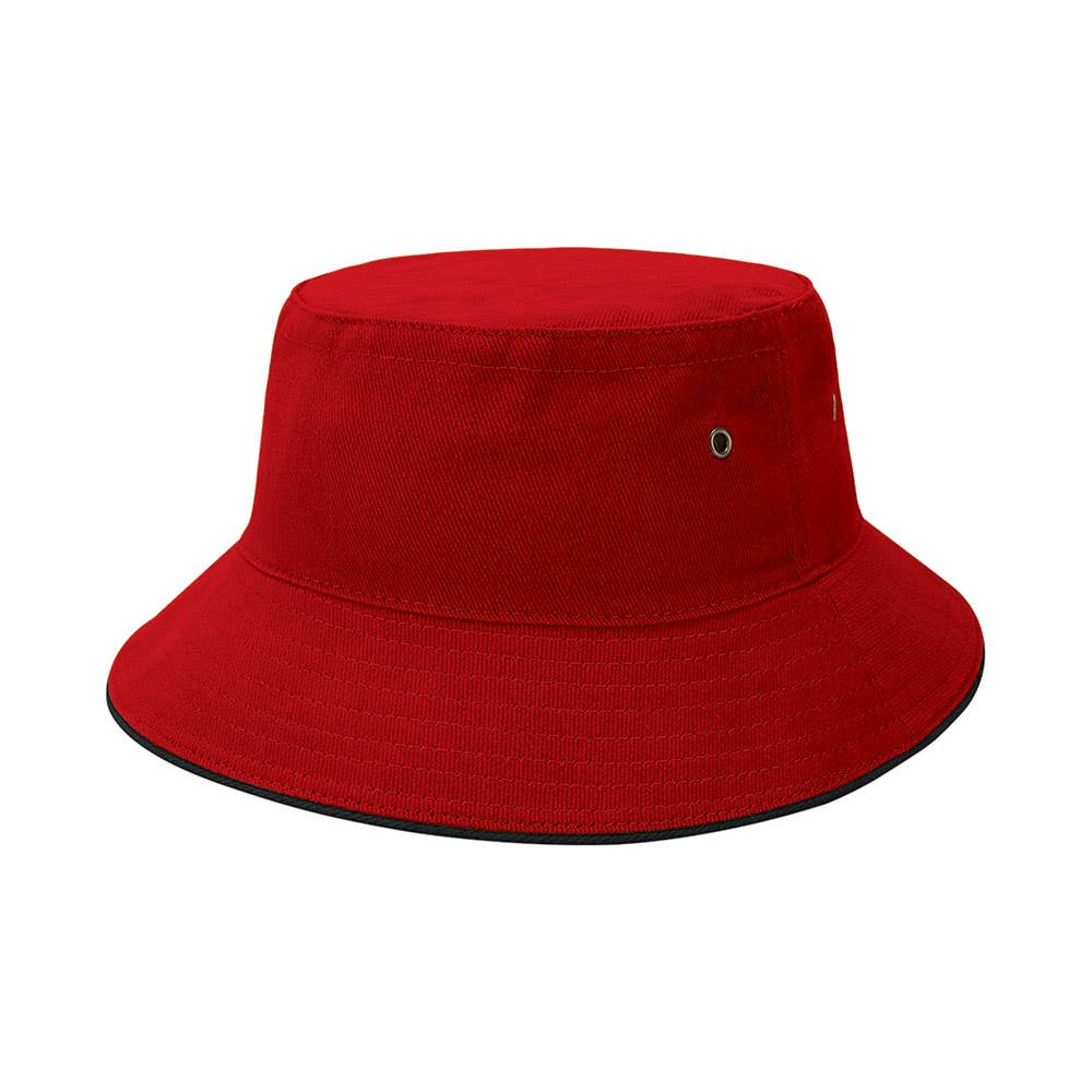 4007 Sandwich Brim Bucket Hat Red 248964 4007-Red