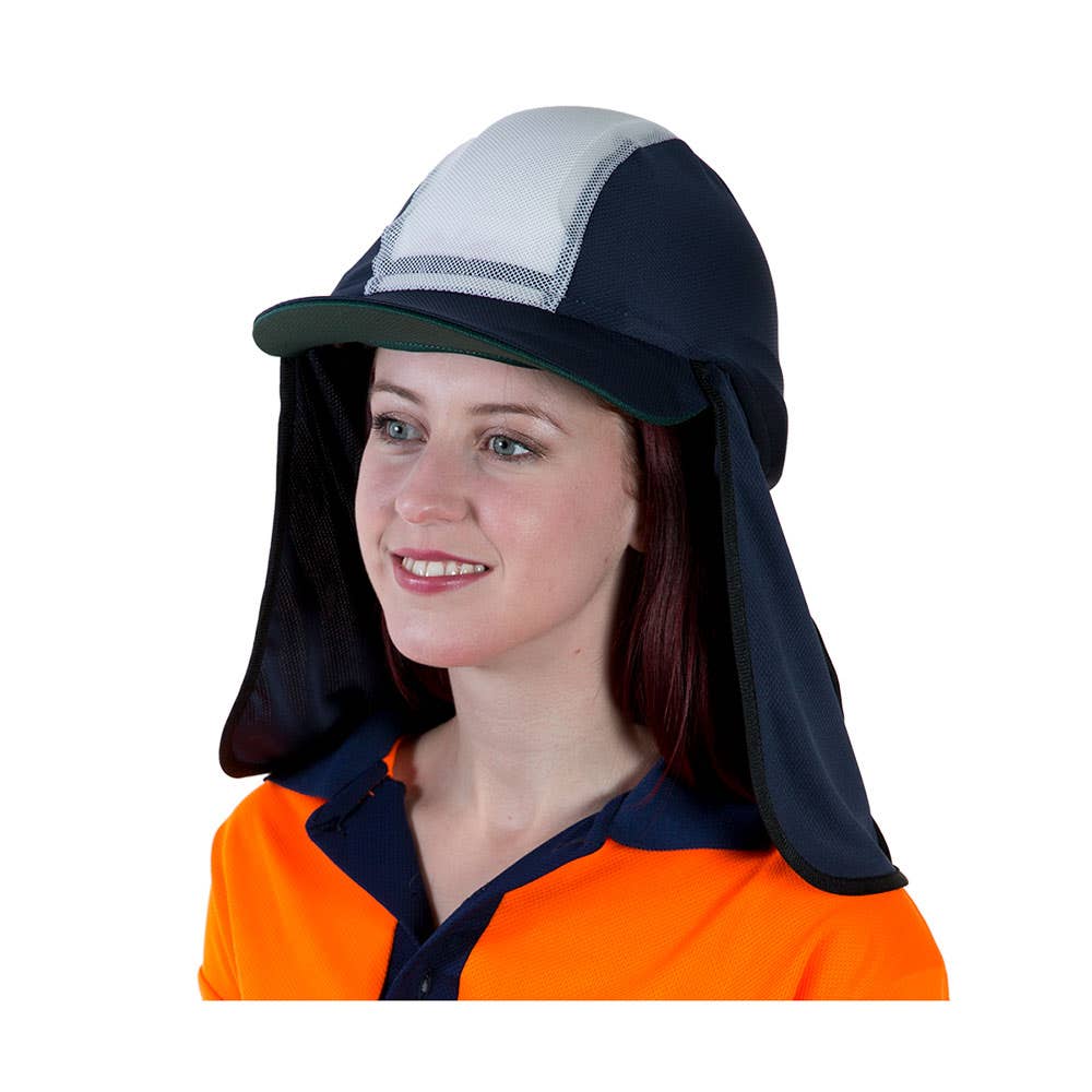 Gobi Micro-Mesh Hard Hat Cover with Neck Flap Navy Header Card 501358 GBMNV-HC