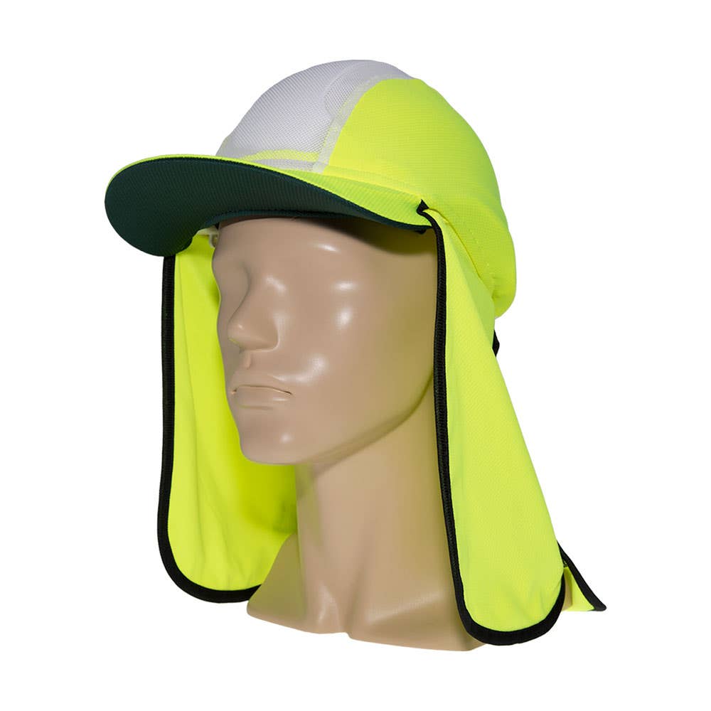 Gobi Micro-Mesh Hard Hat Cover With Neck Flap Hi-Vis Yellow Header Card 90070255 GBMYW-HC