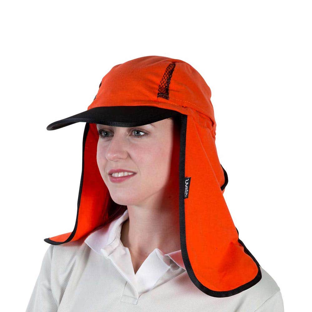 Kala Cotton Sun Hat With Neck Flap Orange 60010794 KLCOR-LS