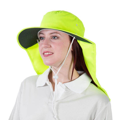 Hat Wide Brim + Flap Tammin Hi Vis Yellow 2XL Uveto 60010821 Tm2XLYW-LS
