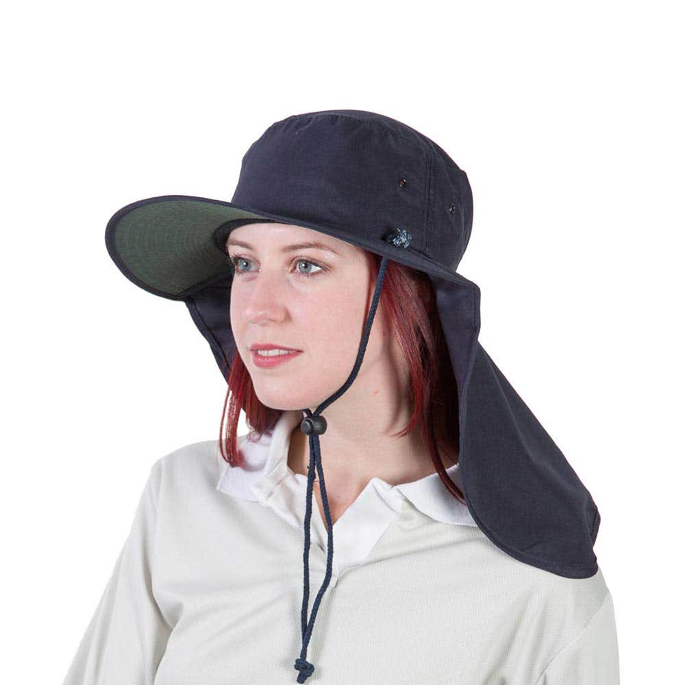 Tammin Wide Brim Hat With Flap Navy 2XL 60010810 Tm2XLNV-LS