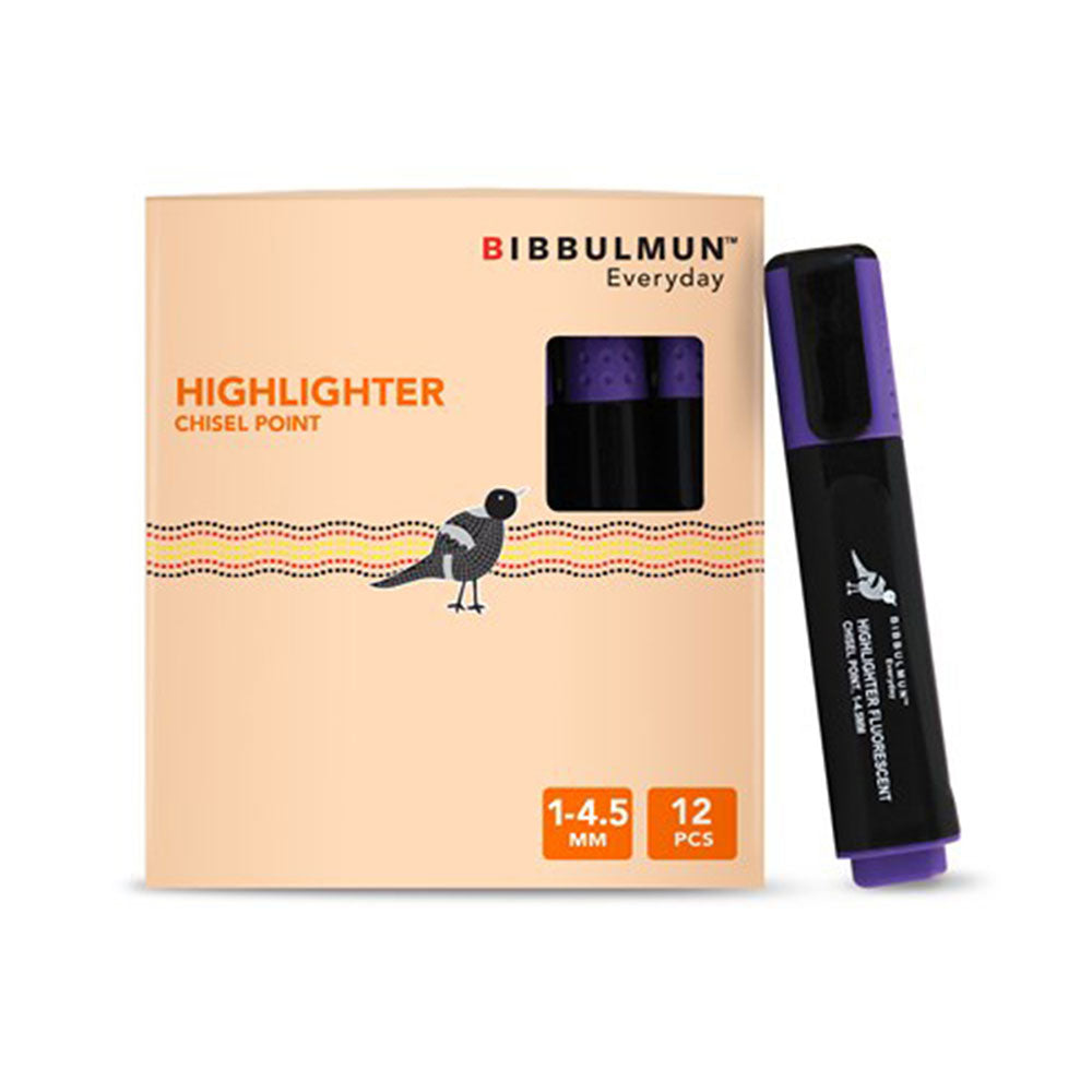 Bibbulmun Highlighter Fluorescent Chisel Point Box 12 Violet_915040209_NPL-915040209