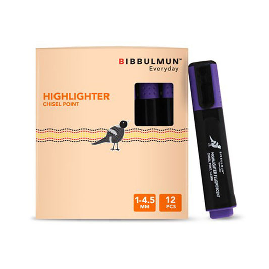 Bibbulmun Highlighter Fluorescent Chisel Point Box 12 Violet_915040209_NPL-915040209