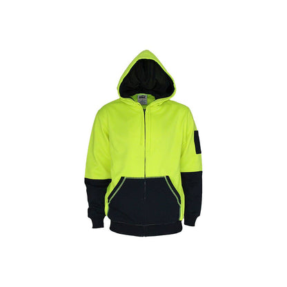 DNC Fleecy Hoodie 300gsm  Hivis 2 Tone Full Zip Yellow/navy 2XL 3722 457055 3722-Y/N-2XL