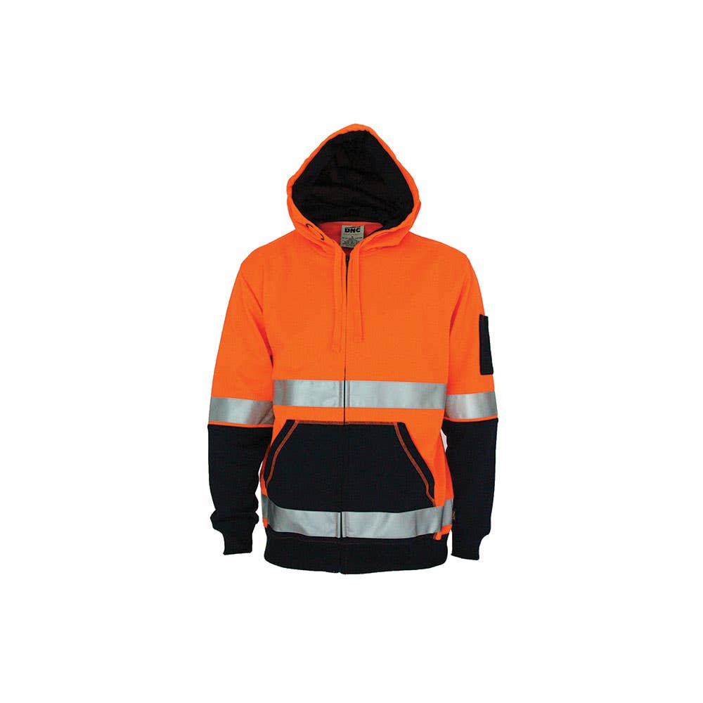 2XL 300gsm Hivis 2 Tone Full Zip Super Fleecy Hoodie With CSR R/tape 402547 3788-O/N-2XL