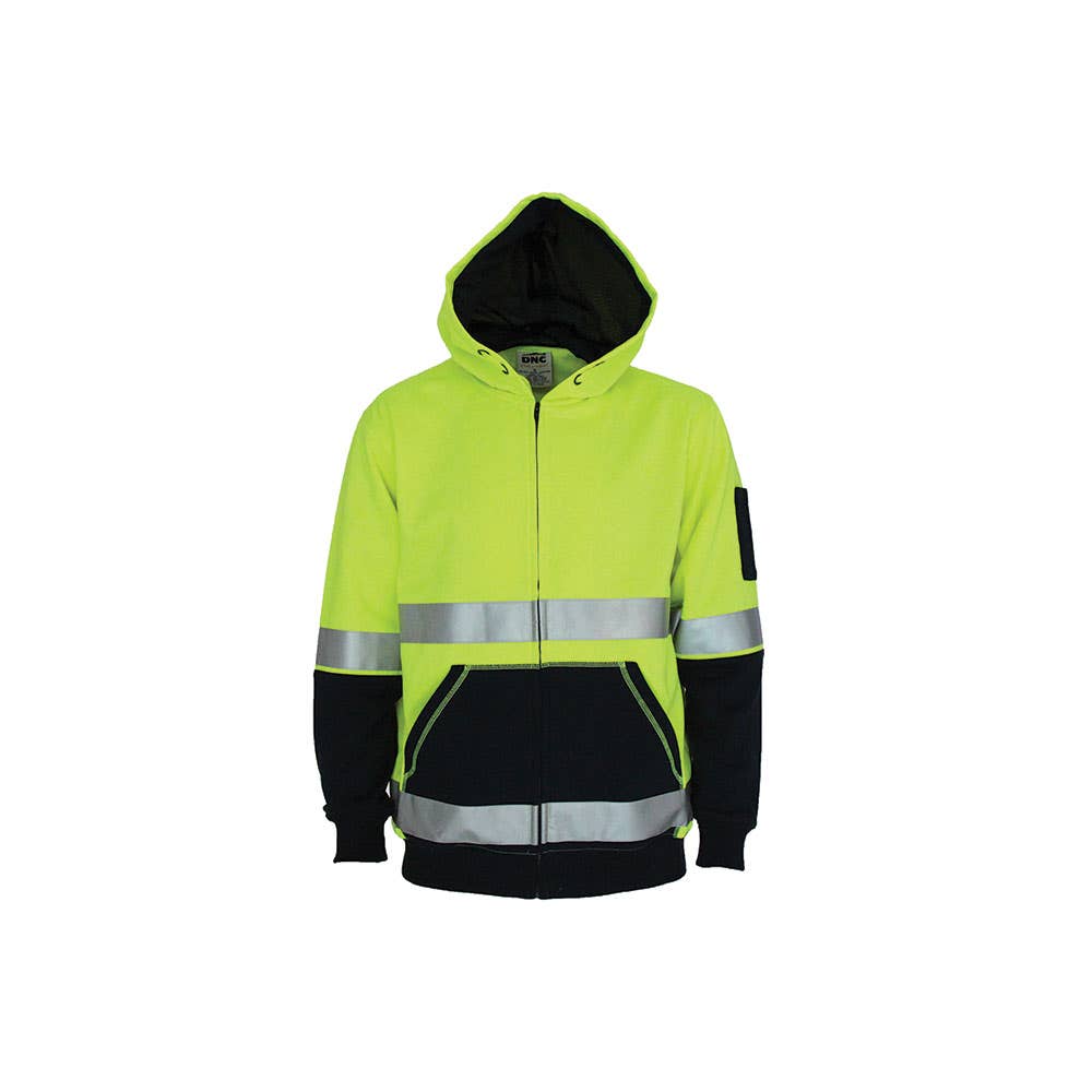 2XL 300gsm Hivis 2 Tone Yellow Full Zip Super Fleecy Hoodie With CSR R/tape 404068 3788-Y/N-2XL